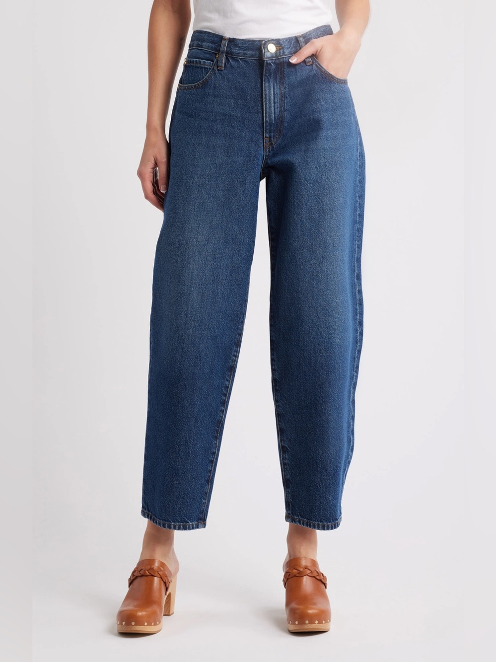 Frame The Candle Hampshire Dark Wash High Waist Barrel Mid Rise Jeans Size 28